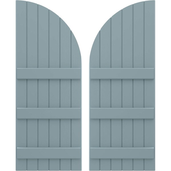 Ekena Millwork Americraft 6-Board (3 Batten) Wood Joined Board-n-Batten Shutters w/ Arch Top, ARW401BQ621X77SBH, PR ARW401BQ621X77SBH - main